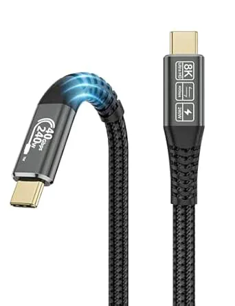 CAKOBLE USB4-kabel 1M dataöverföring 40 Gbps,240W usb c-kabel snabbladdning kompatibel thunderbolt-kabel 4 thunderbolt-kabel 3,Videostöd HD 8K@60Hz för Macbook, iPad Pro, DELL XPS