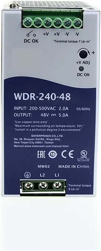 WDR-240-48 240W 48V bred ingång industriell DIN-skena strömförsörjning 180-550V AC till 48V DC 5A strömenhet PSU SMPS