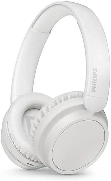 PHILIPS TAH5209WT/00 lätta på örat trådlösa Bluetooth-hörlurar med passiv brusisolering – 65 timmars speltid, naturligt ljud, tydliga samtal, dynamisk bas, 2 timmars USB-C-laddning – vit