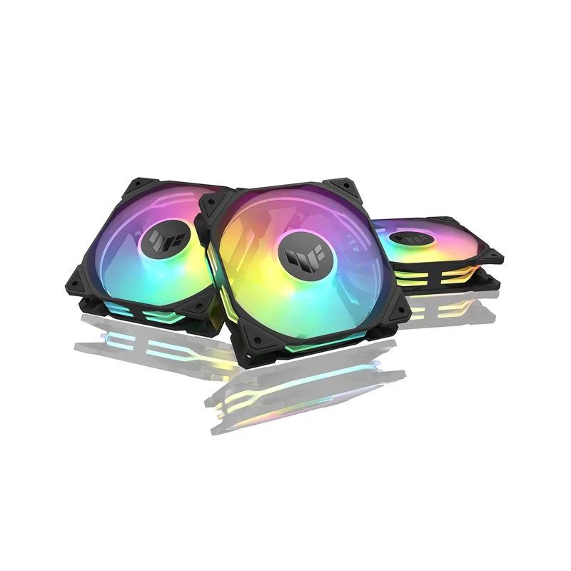 ASUS TUF Gaming TR120 ARGB standard Blade Black 3IN1 chassifläkt 3-pack (120 mm PWM PC fläkt, 2000 rpm, 3,3 mm H2O, 7,4 CFM luftflöde, 16 individuellt adresserbara RGB-lysdioder, svart)