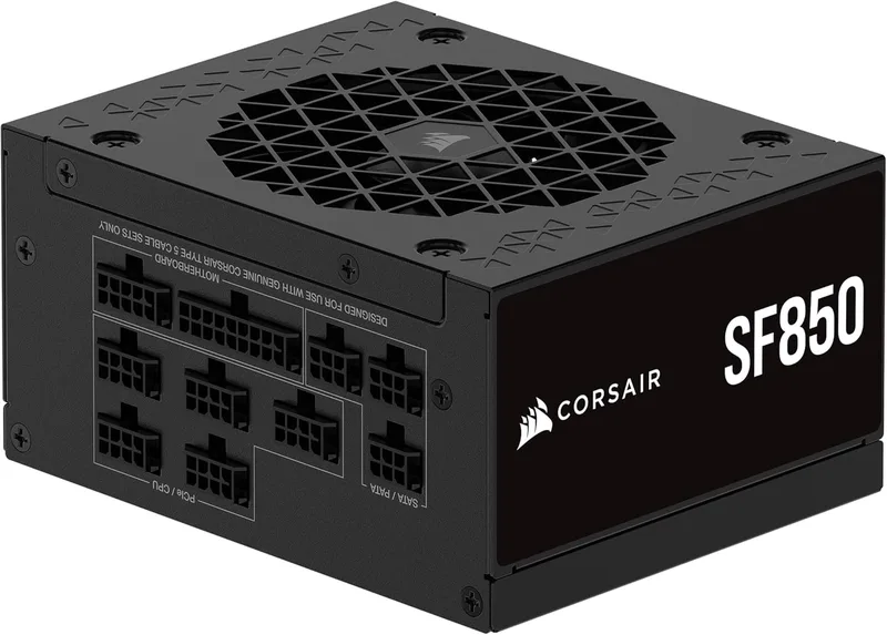 CORSAIR SF850 (2024) Fullt Modulärt 80 PLUS Platinum ATX-Strömförsörjning med Låg Ljudnivå – ATX 3.1-Kompatibel – PCIe 5