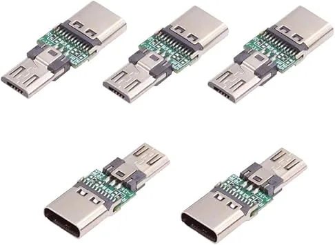 NFHK 5 st/parti Micro USB 2.0 5-stiftsadapter hankontakt till USB Type-C hona strömdata PCBA-adapter för surfplatta telefon bärbar dator