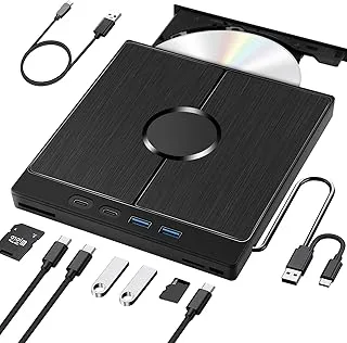 extern CD-enhet för bärbar dator, DVD-enhet extern USB3.0 med SD/TF, extern DVD-enhet för PC, för MacBook, för Windows 11/10/8/7/XP/OSX/Linux