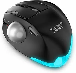 zelotes Trådlös Trackball-Mus,Bluetooth Mus,Uppladdningsbar,4800DPI,8 knappar Ergonomisk Mus,Anslutning Till 3 Enheter,trådlös Möss Mouse för bärbar dator, PC, Tablets