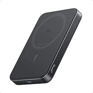 Anker MagGo Powerbank, Ultratunn 10 000 mAh Magnetisk Batteripack, Qi2-Certifierad 15W Ultrafast MagSafe-Kompatibel Bärbar Laddare, Ergonomisk Design, endast för iPhone16/15/14/13/12-Serier