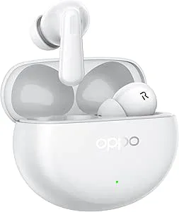 OPPO Enco Air4 Pro äkta trådlösa hörlurar, 44 timmars batteritid, 12,4 mm titandrivrutiner, Bluetooth 5.4, Touch-kontroller, brusreducering AI, Android och iOS, IP55, [italiensk version], vit