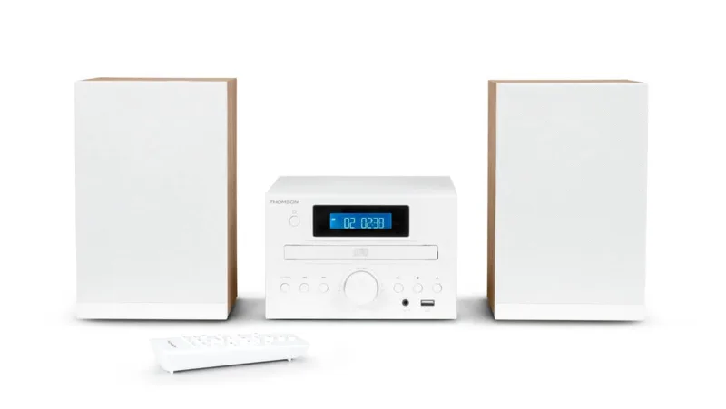 Mikrokedja Bluetooth FM-radio, CD, MP3 USB vit Thomson MIC121BT
