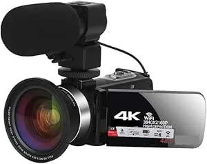 Videokamera Fullständig 4K-blogg Videoinspelare Strömmande WIFI-videokamera Bärbar utomhus UHD 48MP digitala vloggkameror for fotograferin