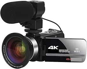 Videokamera Fullständig 4K professionell videokamera 48MP vidvinkel digitalkamera Streaming Time Lapse Vlogg Videoinspelare Mikrofon Webbk