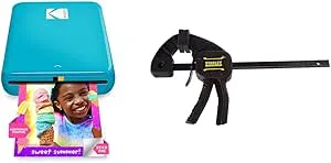 KODAK Steg Omedelbar fotoskrivare med Bluetooth/NFC, ZINK-teknik, (blå) skriver ut 2 x 3 tum självhäftande foton (12 .7 x 7,6 x 2,5 cm) & Kodak Zink fotopapper, 50 x 76 mm, snabbfilm, 50-pack
