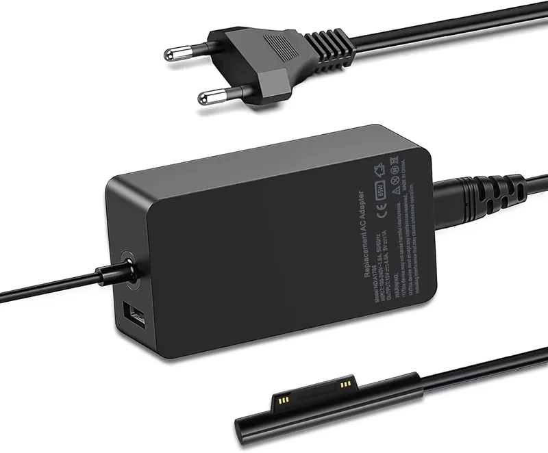 Microsoft Surface laddningskabel 65 W för Surface Pro 10/9/8/7+/7/6/5/4/3/X, Windows Surface Laptop 6/5/4/3/2/1, Surface