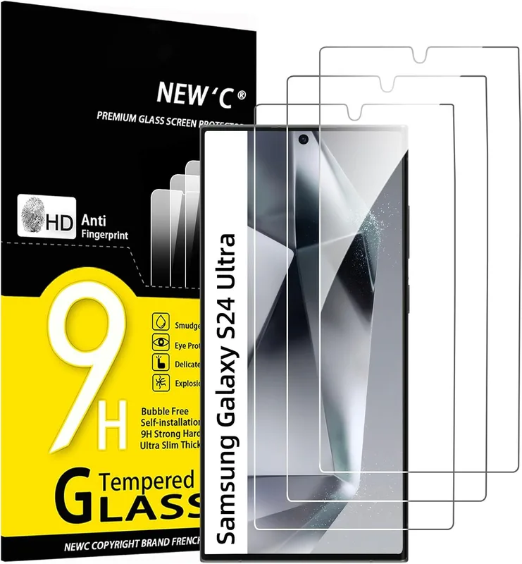 NEW'C 3 Pack, skärmskydd i glas för Samsung Galaxy S24 Ultra