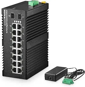 MokerLink 16-portars Gigabit industriell DIN-skena Ethernet-switch