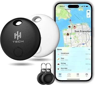 HH-Tech Smart Tag (Pack-2 svart och vit med 2 skydd) för Apple iOS-enheter