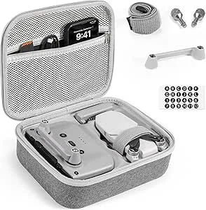 FPVtosky Mini 4K bärväska hårt fodral für DJI Mini 2 SE/Mini 4K drönare tillbehör kompakt fodral med 2 x propellerhållare, 2 x joystick och 1 x joystickskydd, Grå