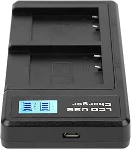 KKPLZZ Bärbar kameraddare för NP‑BN1 USB-kamera Dubbel laddare med LCD-skärm