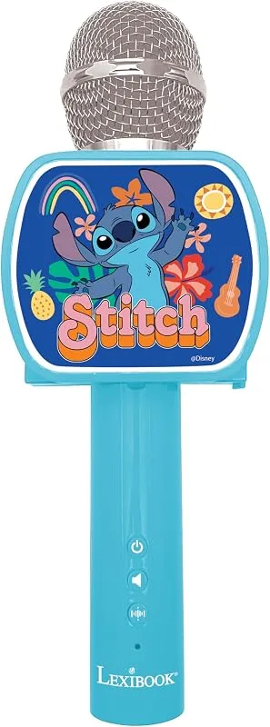 Lexibook, Disney Stitch, Bluetooth®-mikrofon med röständringsfunktion, inbyggd högtalare, telefonhållare ingår, Blå, MIC