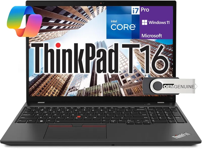 Lenovo ThinkPad T16 Gen 2 16 tums bärbar dator för företag FHD+ IPS display, Intel 10 Core i7-1355U (13:e generationen), 32 GB RAM DDR5, NVMe 1 TB, webbkamera HD, wifi 6, BT, RJ-45, HDMI, Win 11 Pro,