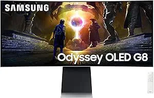 Samsung G85SD platta pc-skärmar 86,4 cm (34") 3440 x 1440 pixlar UltraWide Quad HD OLED Silver