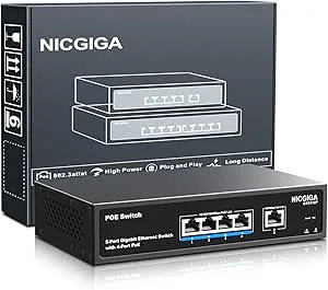 NICGIGA Ohanterad 4-portars Gigabit PoE-switch med 4