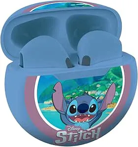 Lexibook, Disney Stitch, Trådlösa stereoöronsnäckor, Högkvalitativt ljud, Integrerad mikrofon, Touch-kontroll, Laddningsfodral, Ljudnivå begränsad till 85 dB, Blå, HPBT05D