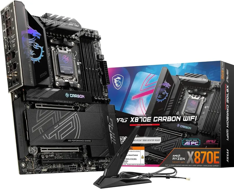 MSI MPG X870E CARBON WIFI, AMD, Sokkel AM5, AMD Ryzen™ 7, Sokkel AM5, DDR5-SDRAM, DIMM