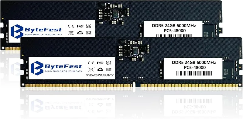 RAM 48GB (2x24GB) DDR5 6000MHz XMP 3.0 PC5-48000 CL46 UDIMM 1.35V 288 Pin Desktop Dator Upgradera RAM för minnesmodul