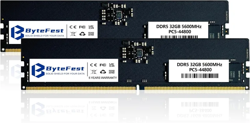 DDR5 RAM 64GB (2x32GB) 5600MHz PC5-44800 CL46 UDIMM 1.1V 288 Pin Desktop Dator Upgradera RAM för minnesmodul