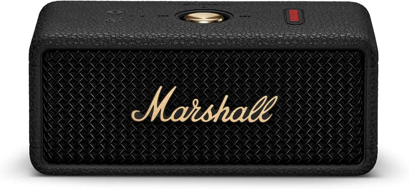 Marshall Emberton III Bärbara Bluetooth-högtalare, trådlös, IP67-klassificering damm och vattentålig, 32+ timmars speltid, snabbladdning – svart och mässing