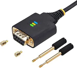 StarTech.com 6,6 fot/2 m USB till noll modem seriell adapterkabel, COM-behållning, FTDI, USB-A till RS232, utbytbara DB9-skruvar/muttrar