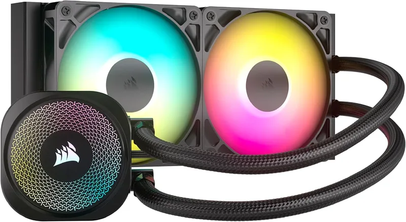 CORSAIR NAUTILUS 240 RS ARGB CPU-Vätskekylare – 240mm AIO – Tystgående – Direktanslutning för Moderkort – Enkel Seriekoppling – Intel LGA 1851/1700, AMD AM5/AM4 – 2x RS120 ARGB-Fläktar Ingår – Svart