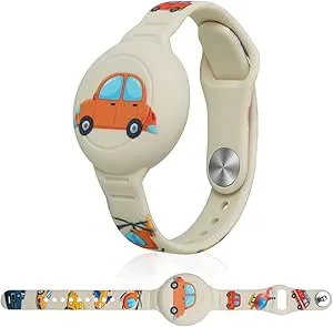 AXFEE Klockarmband för barn, kompatibelt med Apple AirTag, silikonarmband, skyddsfodral, anti-förlust justerbart armband för AirTags, GPS-handledsskyddsfodral för barn/småbarn (vit)