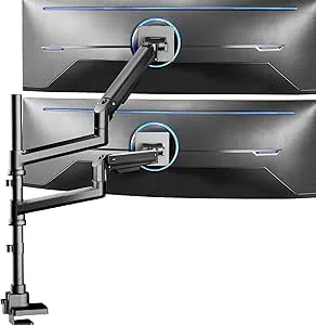 VIVO Pneumatisk arm dubbel ultrawide monitor