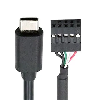 NFHK USB 2.0 moderkort 9 stift 10 stift huvud till typ-C USB-C-kabel 50 cm för mini-monitor sensorpanelkamera