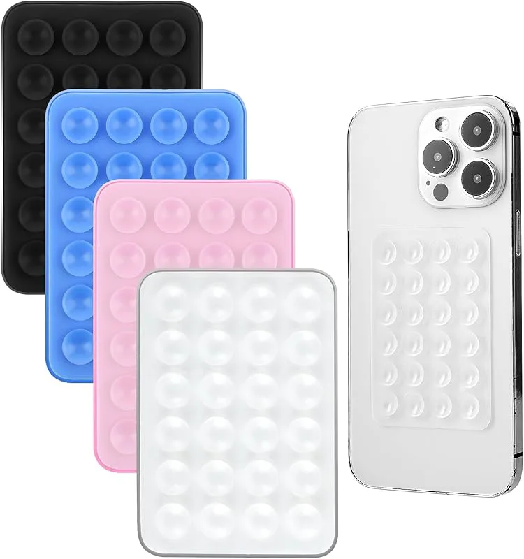 4 st silikonsugfäste, handsfree telefontillbehörshållare för selfies och videor, halkfri klibbig telefongrepp spegel dusch mobilhållare
