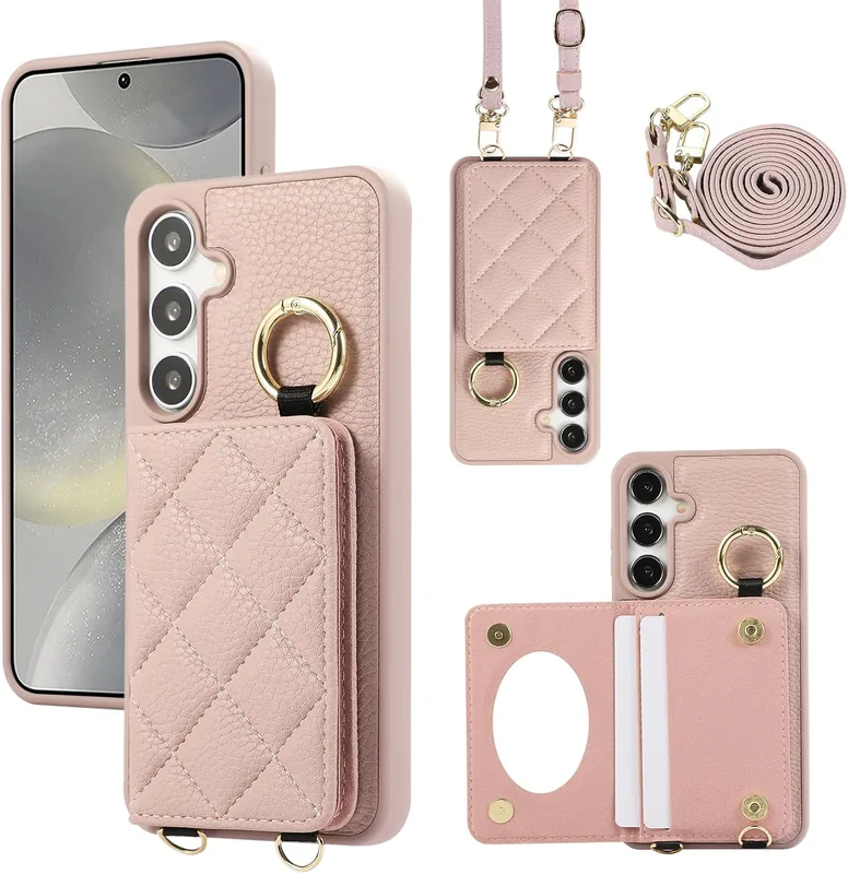 Case for Samsung Galaxy S23 Case with Band + Ring + Makeup Mirror