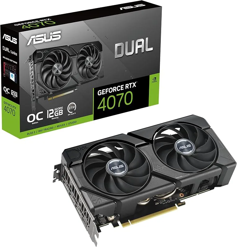 ASUS Dual GeForce RTX 4070 EVO OC Edition 12 GB GDDR6 spelgrafikkort (Nvidia GeForce RTX4070 DLSS 3, 475 AI Tops, PCIe 4
