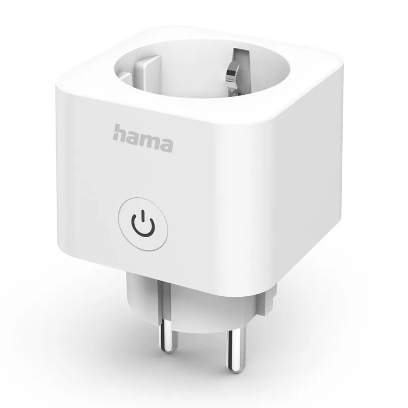 Hama Wifi Matter smart plugg (mäter elektrisk förbrukning, Alexa/Google Wifi-kontakt, appkontroll, 16 A 3680 W, ingen nav krävs, programmera och styra dina enheter på distans) Vit