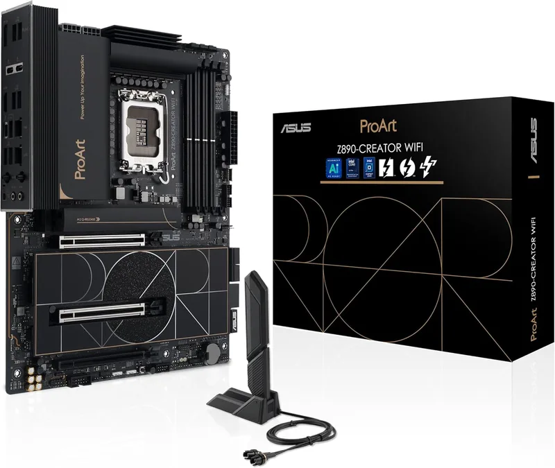 ASUS ProArt Z890-CREATOR WIFI Z890 LGA 1851 ATX moderkort, Intel® Core™ Ultra Processor Series 2 Ready, 16+2+1+2 steg, PCIe® 5.0, DDR5, Thunderbolt™ 5 Type-C®, 10+2,5 Gb LAN, WiFi 7, 5 x M.L. 2, AI OC