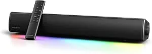 CREATIVE Sound Blaster GS5 RGB Gaming Soundbar med SuperWide teknik, driven via adapter, upp till 60 W toppström, Bluetooth 5.4, Optisk-in, hörlursutgångsport, för PC och TV