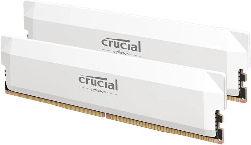Crucial Pro RAM DDR5 32GB Kit (2 x 16GB) 6400MHz CL38, Overclocking Gaming Memory, Intel XMP 3.0, Desktop Memory (PC), White