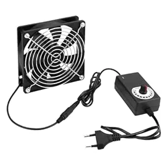 QWORK 120 mm boxfläkt med hastighetskontroll, 12 V borstlös PC-fläkt för datorer, bärbara datorer, TV-lådor och mer