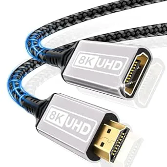 Sewowibo HDMI-förlängare, kabel 0,5 m 8K 60HZ 4K 120HZ 144HZ HDMI 2.1 förlängningskabel hane till hona 48 Gbps ultrahög hastighet UHD eARC HDCP 2.3 Dynamic HDR10+ kompatibel med TV-stick, HDTV, PS5