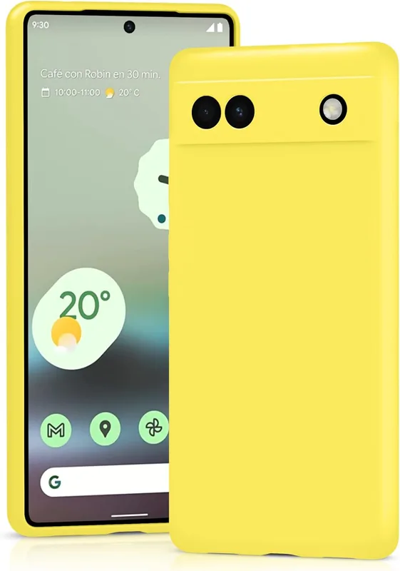 YATWIN för Google Pixel 6A Skal, Premium Flytande Silikonfodral Mobilskal med Silkesmjuk Yta, Ultratunn, Stöttålig & Repighetsbeständig Skydd – Gul