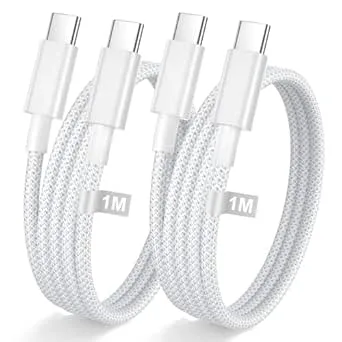 iPhone 15 16 laddningskabel 1 m 2-pack, 60 W USB C till USB C-kabel A-pple laddningskabel USBC snabbladdningskabel nylonkabel för iPhone Air/17/17 Pro/17 Pro Max/16 Pro Max/Plus/16/15, iPad Pro/Air