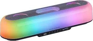 Mars Gaming MSB-ORB, Bärbar Högtalare + Soundbar 20W, Orbilight RGB 360º Belysning, Soundbar med Trippel Driver System, Gaminghögtalare Bluetooth 5.3 / USB/MicroSD/AUX/FM, Svart