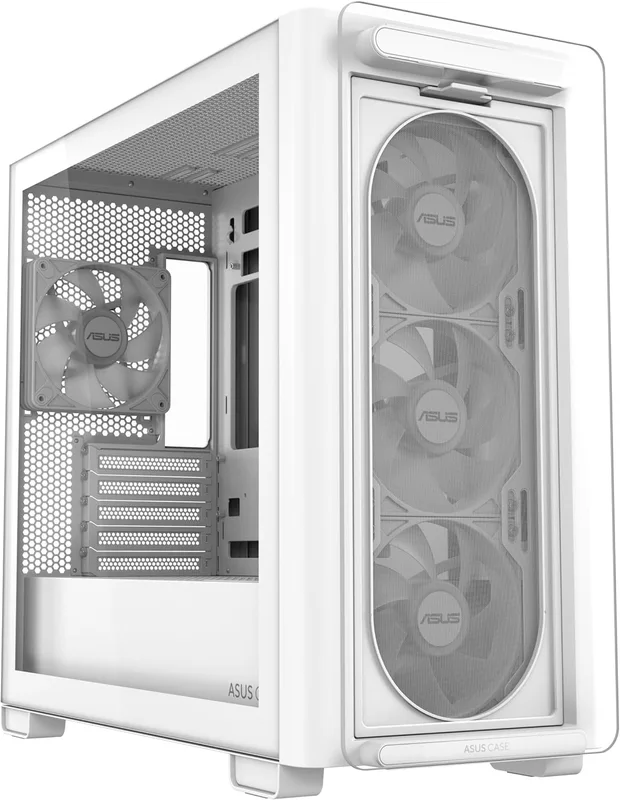 Asus A23 Plus ARGB spelfodral med glassida och fram, Micro ATX, 4X ARGB-fläktar, 380 mm GPU och 360 mm kylarstöd, USB-C,