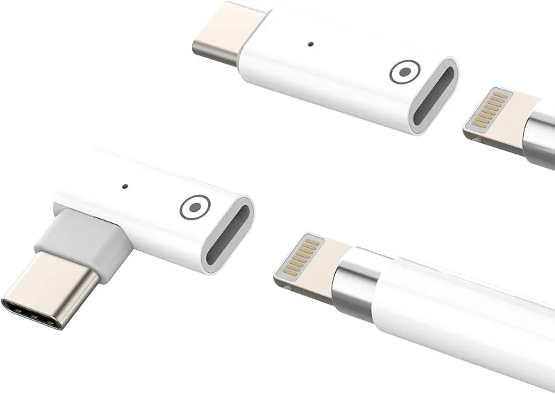 USB C till Lightning-adapter för Apple Pencil laddare (set om 2) för iPad Pro Stylus 1:a generationen 1:a Lightning till
