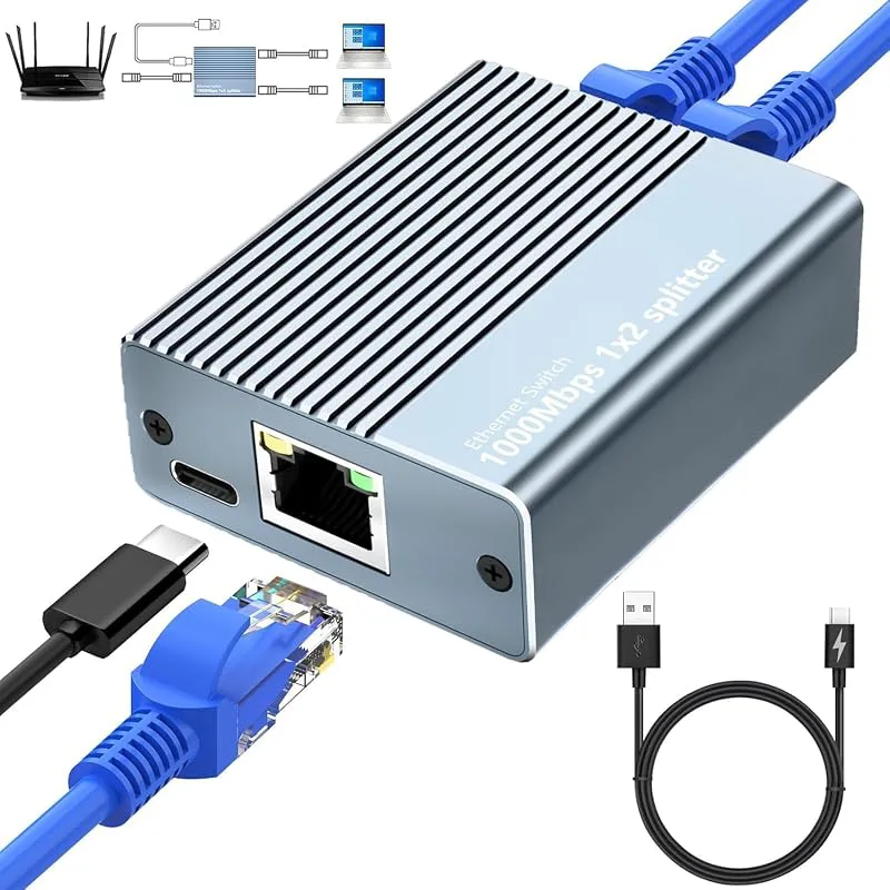 Ethernet-omkopplare, 1 till 2 Ethernet-delare