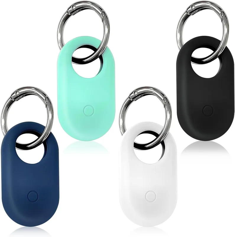 Paket med 4 Fodral till Samsung Galaxy Smarttag 2, Silikon Smart Tag 2 Anti-Scratch Locator Tracker Fodral Stötsäkert skyddsfodral med nyckelring för Samsung Galaxy Smarttag 2
